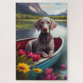 Weimaraner auf dem Paddle: Ein Landschaftliches Ab Puzzle (Vertikal)