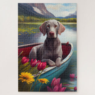 Weimaraner auf dem Paddle: Ein Landschaftliches Ab Puzzle