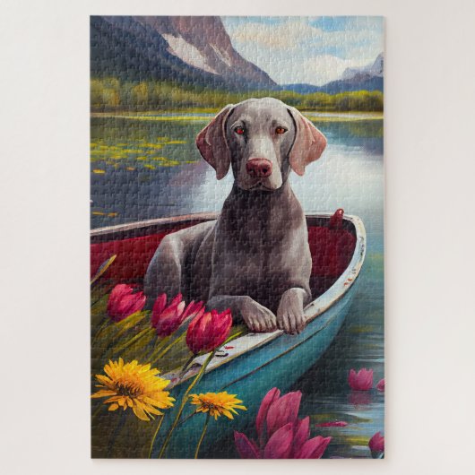 Weimaraner auf dem Paddle: Ein Landschaftliches Ab Puzzle (Vertikal)