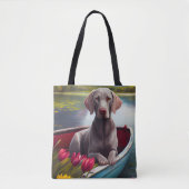 Weimaraner auf dem Paddle: Ein Landschaftliches Ab Tasche (Vorderseite)