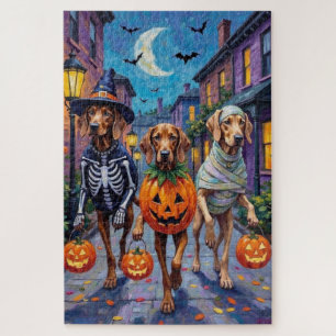 Weimaraner beim Trick-or-Treat in Halloween-Kostüm Puzzle