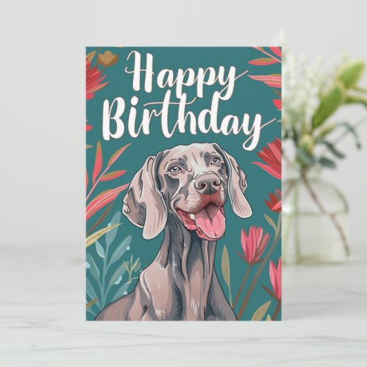 Weimaraner Birthday Feiertagskarte (Stehend Vorderseite)