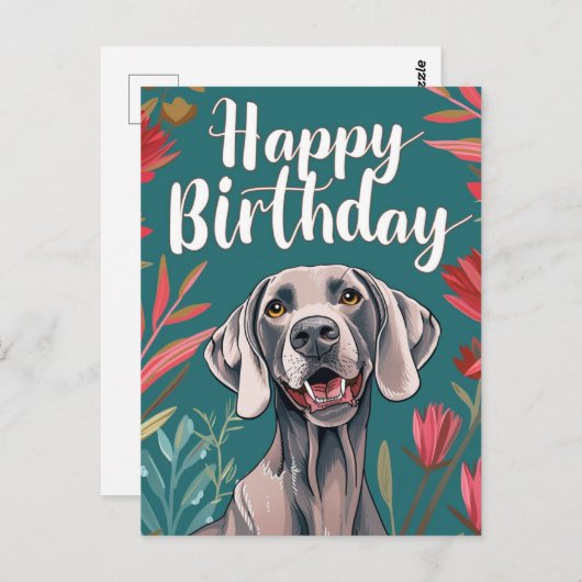 Weimaraner Birthday Postkarte (Vorne/Hinten)