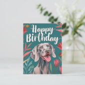 Weimaraner Birthday Postkarte (Stehend Vorderseite)