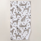 Weimaraner Bones and Paws Beach Towel Strandtuch (Vorderseite)