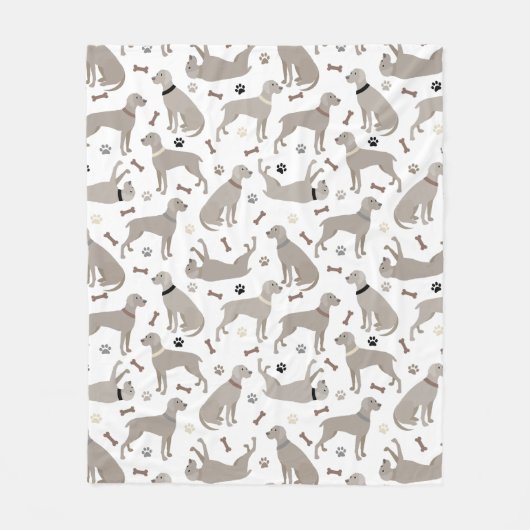 Weimaraner Bones and Paws Fleece Blanket (Vorderseite)