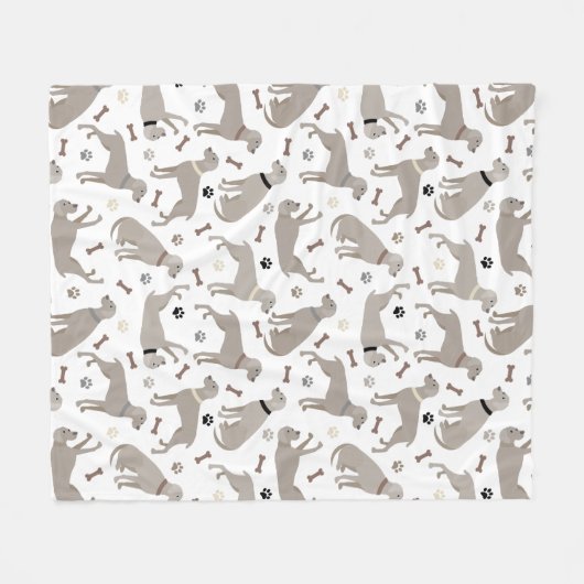 Weimaraner Bones and Paws Fleece Blanket (Vorderseite (Horizontal))