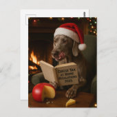 Weimaraner 'Cheese Tax' Christmas postcard Postkarte (Vorne/Hinten)