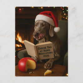 Weimaraner 'Cheese Tax' Christmas postcard Postkarte