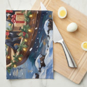 Weimaraner Christmas Boat Holiday Geschirrtuch (Viertel Falte)