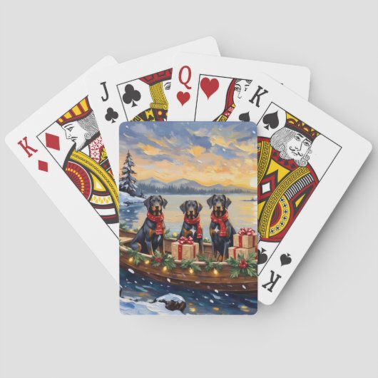 Weimaraner Christmas Boat Holiday Spielkarten (Rückseite)