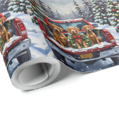Weimaraner Christmas Red Truck Holiday Geschenkpapier (Rolleneckpunkt)