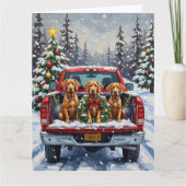 Weimaraner Christmas Red Truck Holiday Karte (Vorderseite)