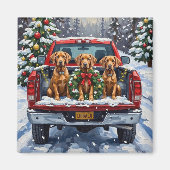 Weimaraner Christmas Red Truck Holiday Magnet (Vorne)