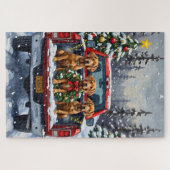 Weimaraner Christmas Red Truck Holiday Puzzle (Horizontal)