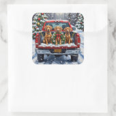 Weimaraner Christmas Red Truck Holiday Quadratischer Aufkleber (Tasche)