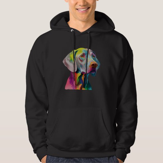 Weimaraner Colorful Pop Splash Tie Dye Rainbow Hoodie (Vorderseite)
