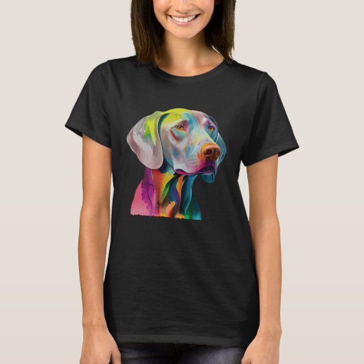 Weimaraner Colorful Pop Splash Tie Dye Rainbow T-Shirt (Vorderseite)