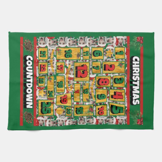 Weimaraner Countdown Weihnachtskalender Hund Geschirrtuch (Horizontal)