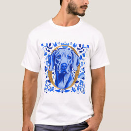 Weimaraner, der durch den Buchstaben "O" in Gold s T-Shirt