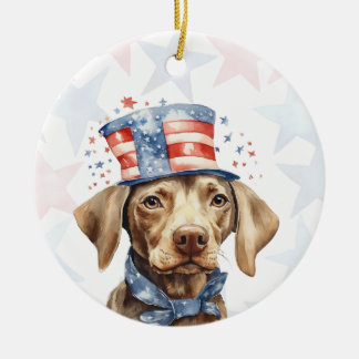 Weimaraner Dog, 4th of july Personalized Keramik Ornament