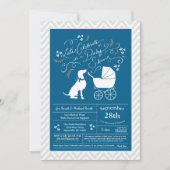 Weimaraner Dog Baby Shower Boy Blue Einladung (Vorderseite)