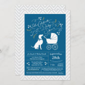 Weimaraner Dog Baby Shower Boy Blue Einladung (Vorne/Hinten)