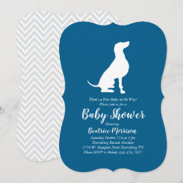 Weimaraner Dog Baby Shower Boy Blue Einladung