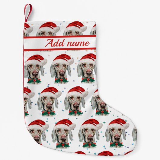 Weimaraner Dog Breed Christmas Stars Kleiner Weihnachtsstrumpf (Vorderseite)