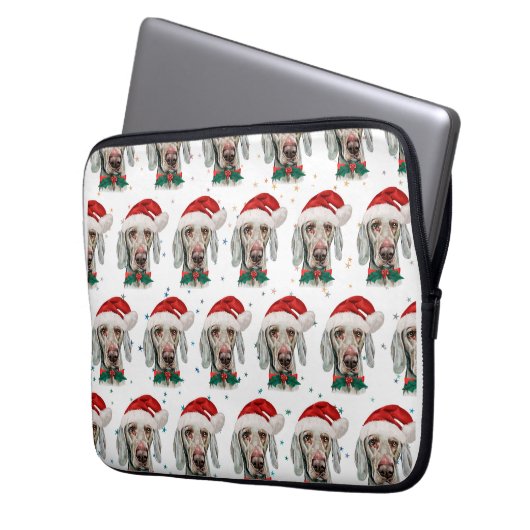 Weimaraner Dog Breed Weihnachtsstars Laptopschutzhülle (Vorderseite Links)