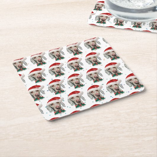 Weimaraner Dog Breed Weihnachtsstars Rechteckiger Pappuntersetzer (angewinkelt)