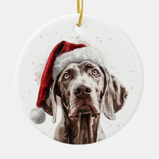 Weimaraner Dog Christmas Personalized Keramik Ornament (Vorne)