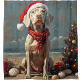 Weimaraner Dog Christmas Vintag Beach Duschvorhang (Vorderseite)