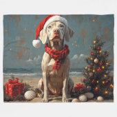 Weimaraner Dog Christmas Vintag Beach Fleecedecke (Vorderseite (Horizontal))