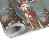 Weimaraner Dog Christmas Vintag Beach Geschenkpapier (Rolleneckpunkt)