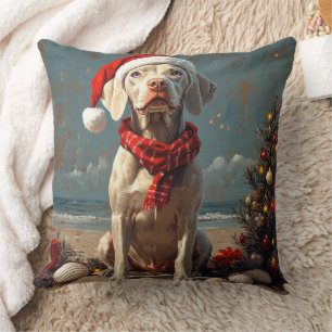 Weimaraner Dog Christmas Vintag Beach Kissen