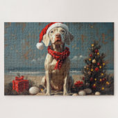 Weimaraner Dog Christmas Vintag Beach Puzzle (Horizontal)