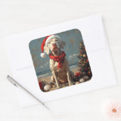 Weimaraner Dog Christmas Vintag Beach Quadratischer Aufkleber (Umschlag)