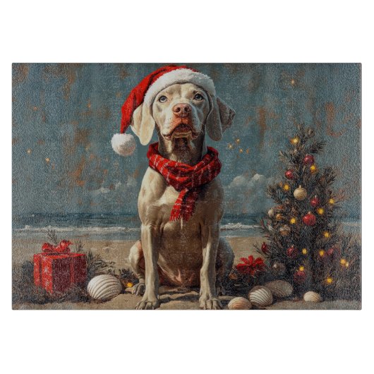 Weimaraner Dog Christmas Vintag Beach Schneidebrett (Vorderseite)