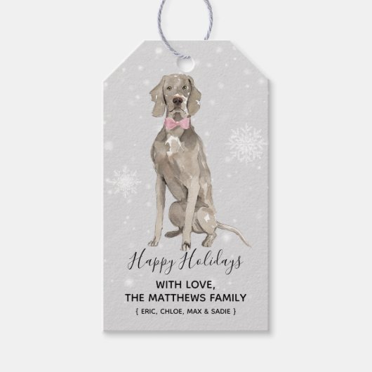 Weimaraner Dog Holiday Weihnachtsgeschenke Tags Geschenkanhänger (Vorderseite)