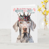 Weimaraner Dog Queen für einen Tag Funny Geburtsta Karte (Gelbe Blume)
