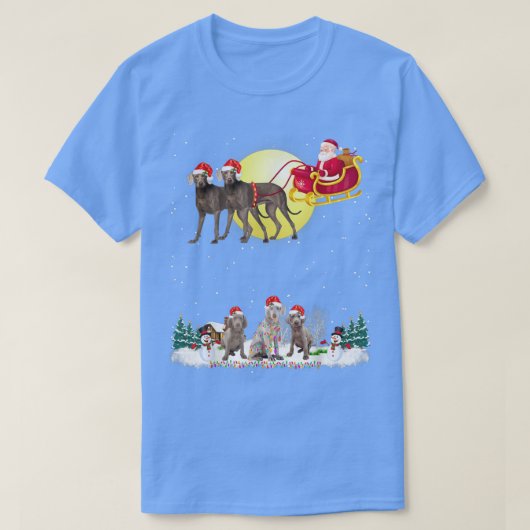 Weimaraner Dog Reindeer Dog Lights Christmas Lover T-Shirt (Design vorne)