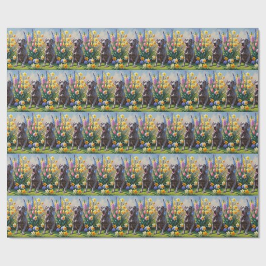 Weimaraner Dog Spring Blumen Malerei Geschenkpapier (Flach)