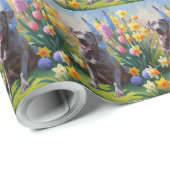 Weimaraner Dog Spring Blumen Malerei Geschenkpapier (Rolleneckpunkt)