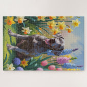 Weimaraner Dog Spring Blumen Malerei Puzzle (Horizontal)