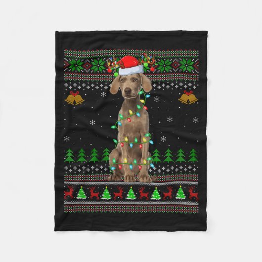 Weimaraner Dog Ugly Christmas Sweaters Holiday San Fleecedecke (Vorderseite)