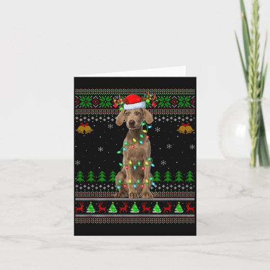 Weimaraner Dog Ugly Christmas Sweaters Holiday San Karte (Vorderseite)