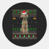 Weimaraner Dog Ugly Christmas Sweaters Holiday San Runder Aufkleber (Vorderseite)