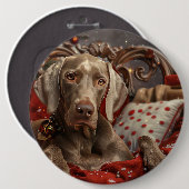 Weimaraner Dog Weihnachtsfest Button (Vorne & Hinten)