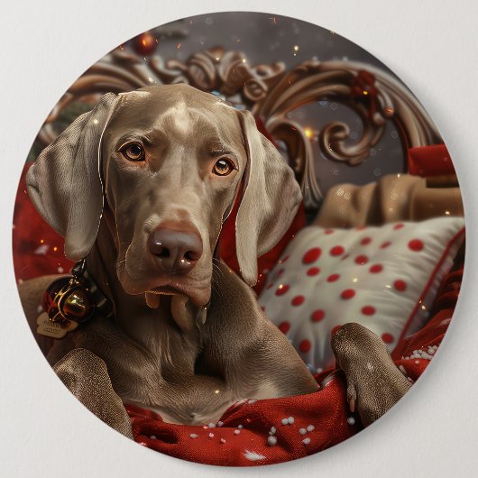 Weimaraner Dog Weihnachtsfest Button (Vorderseite)